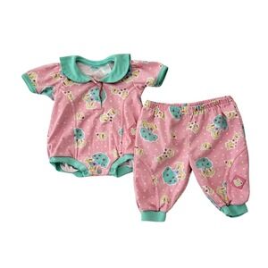 Vintage 90's Bright Future Outfit 6-9 Months Girls Pink Kitty Outfit Sweat Suit